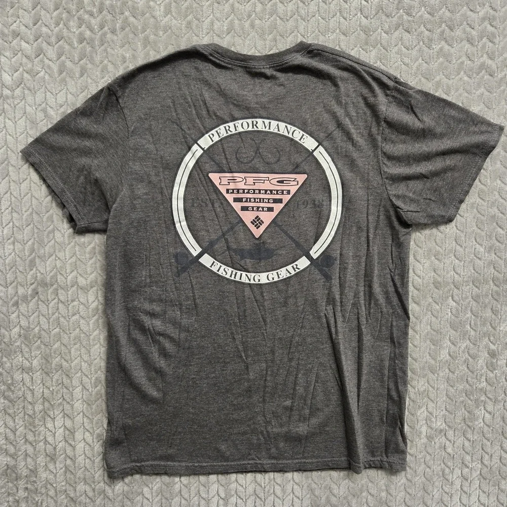 Columbia PFG T‎ Shirt Mens Size Medium Gray Short Sleeve Outdoor Fishing Gear
